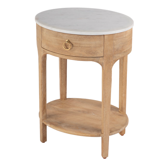 Ellen 18.25 in. W Oval Marble and Wood 1 Drawer Nightstand by Butler Specialty Company