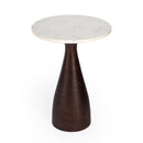 Julia 16 in. W Round Marble and Wood Pedestal Side Table by Butler Specialty Company