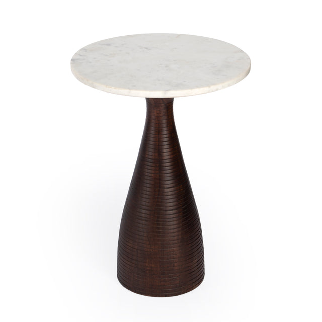 Julia 16 in. W Round Marble and Wood Pedestal Side Table by Butler Specialty Company