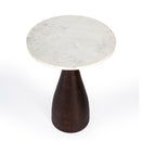Julia 16 in. W Round Marble and Wood Pedestal Side Table by Butler Specialty Company