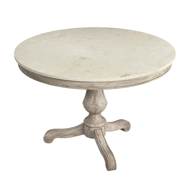 Danielle 44 in. W Round Marble and Wood Pedestal Dining Table by Butler Specialty Company