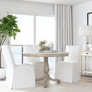 Danielle 44 in. W Round Marble and Wood Pedestal Dining Table by Butler Specialty Company