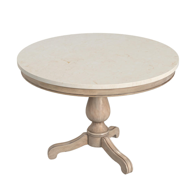 Danielle 44 in. W Round Marble and Wood Pedestal Dining Table by Butler Specialty Company