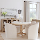 Danielle 44 in. W Round Marble and Wood Pedestal Dining Table by Butler Specialty Company