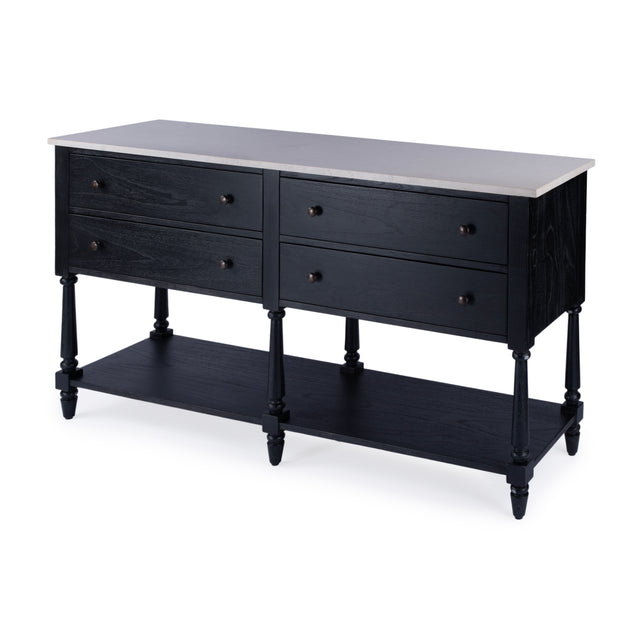 Danielle 65 in. W Rectangular Marble and Wood 4 Drawer Sideboard Lower Open Shelf by Butler Specialty Company