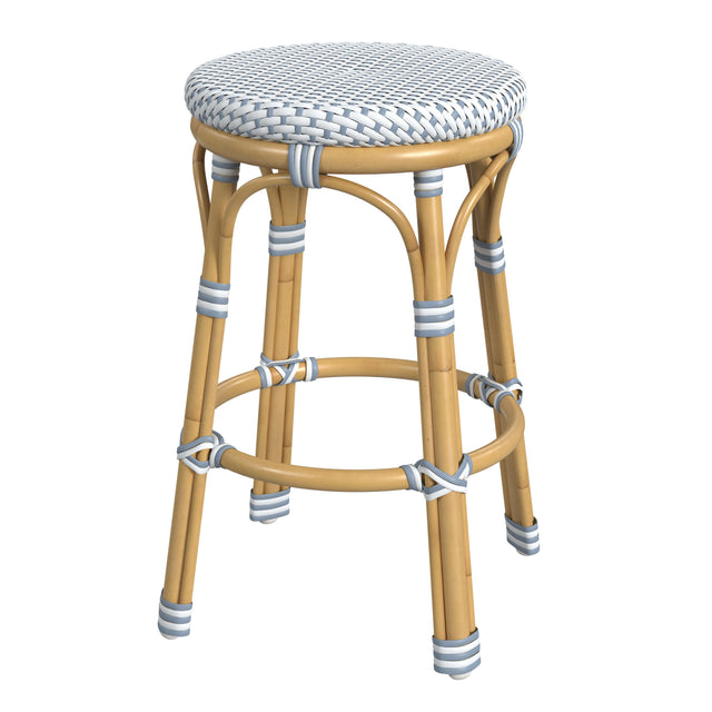 Tobias 24.5 in. Seat Height Outdoor Rattan and Metal Backless Counter Stool by Butler Specialty Company