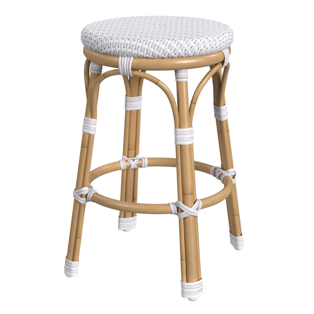 Tobias 24.5 in. Seat Height Outdoor Rattan and Metal Backless Counter Stool by Butler Specialty Company