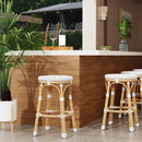 Tobias 24.5 in. Seat Height Outdoor Rattan and Metal Backless Counter Stool by Butler Specialty Company