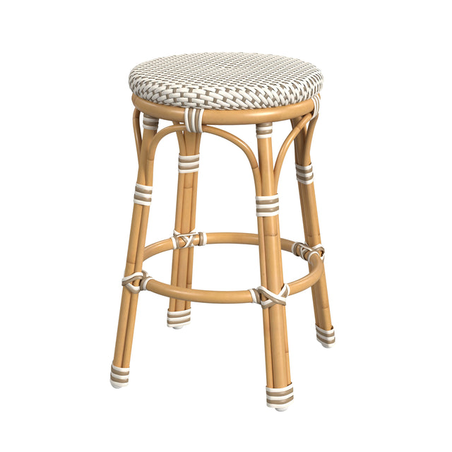 Tobias 24.5 in. Seat Height Outdoor Rattan and Metal Backless Counter Stool by Butler Specialty Company