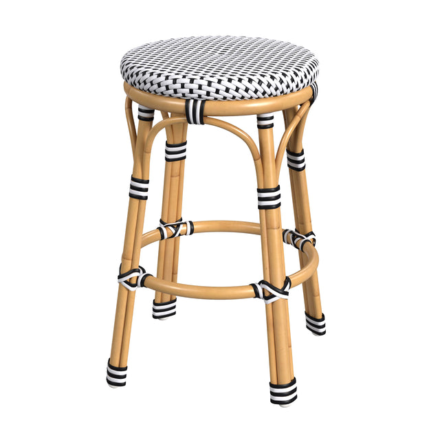 Tobias 24.5 in. Seat Height Outdoor Rattan and Metal Backless Counter Stool by Butler Specialty Company