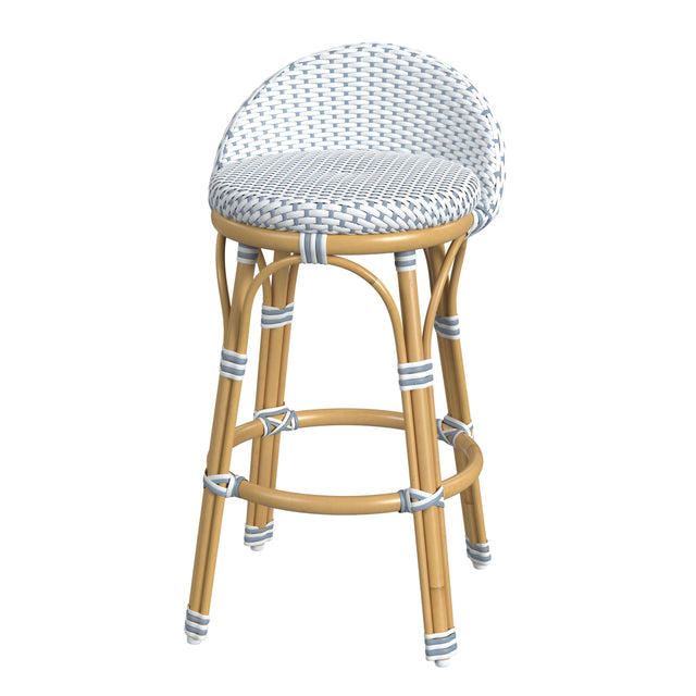 Tobias 24.5 in. Seat Height Outdoor Rattan and Metal Low Back Counter Stool by Butler Specialty Company