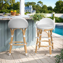 Tobias 24.5 in. Seat Height Outdoor Rattan and Metal Low Back Counter Stool by Butler Specialty Company
