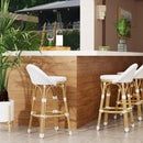 Tobias 24.5 in. Seat Height Outdoor Rattan and Metal Low Back Counter Stool by Butler Specialty Company