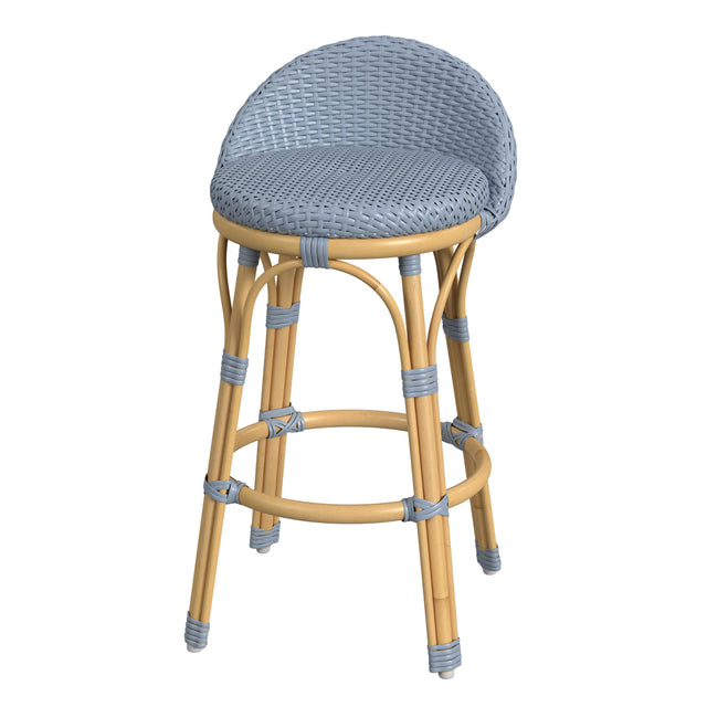Tobias 24.5 in. Seat Height Outdoor Rattan and Metal Low Back Counter Stool by Butler Specialty Company