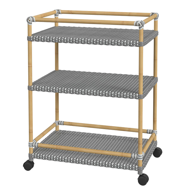 Tobias 24 in. W Outdoor Rattan and Metal 3 Tier Bar Cart by Butler Specialty Company