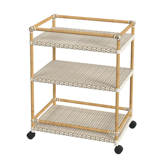 Tobias 24 in. W Outdoor Rattan and Metal 3 Tier Bar Cart by Butler Specialty Company
