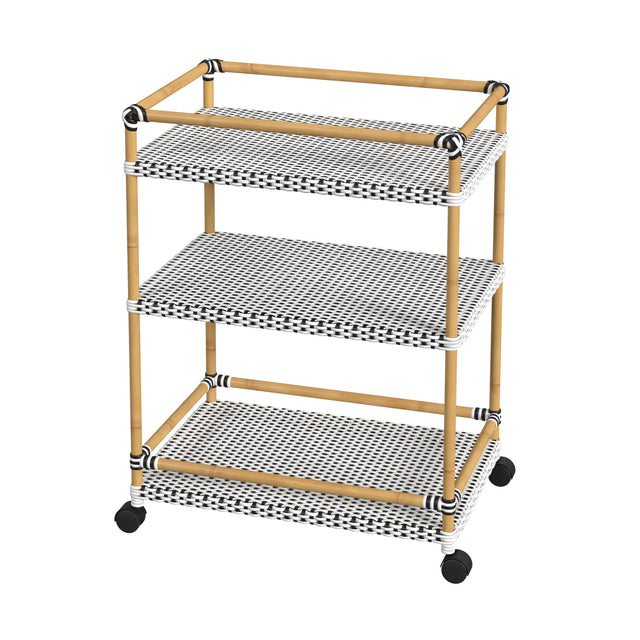 Tobias 24 in. W Outdoor Rattan and Metal 3 Tier Bar Cart by Butler Specialty Company
