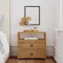 Lark 28 in. W Rectangular Wood 2 Drawer Wide Nightstand with Open Shelf by Butler Specialty Company
