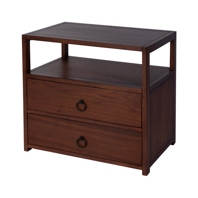 Lark 28 in. W Rectangular Wood 2 Drawer Wide Nightstand with Open Shelf by Butler Specialty Company
