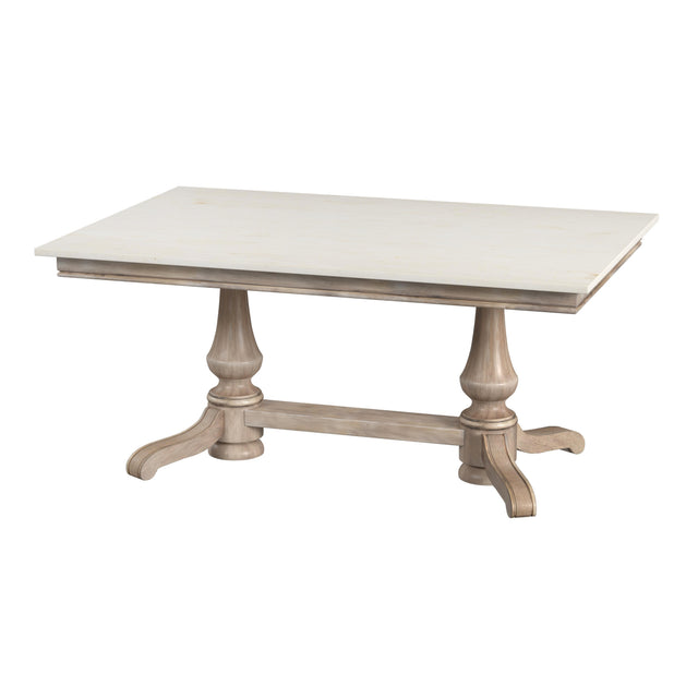 Danielle 66 in. W Rectangular Marble Top Double Pedestal Dining Table by Butler Specialty Company