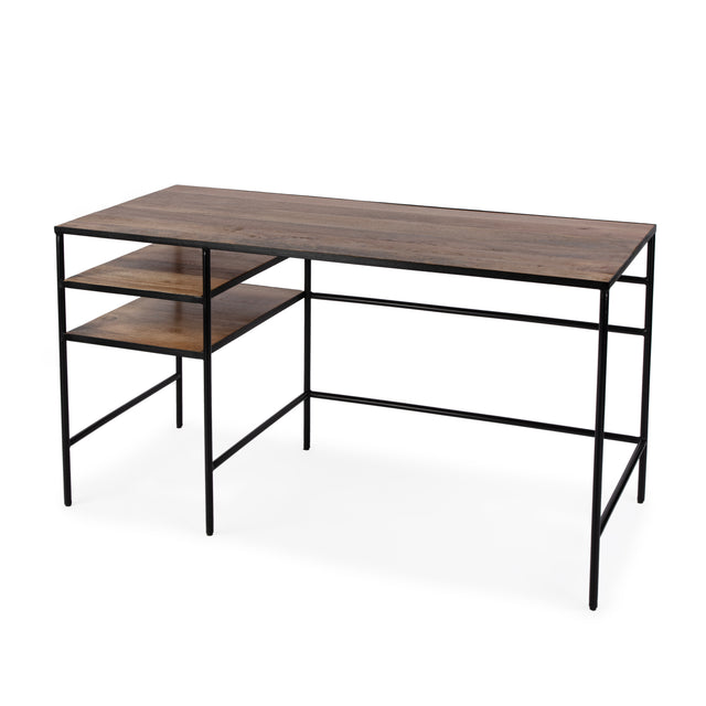 Jensen 66 in. W Rectangular Iron and Wood Writing Desk with Shelves by Butler Specialty Company
