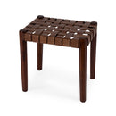 Kerry 18 in. Seat Height Rectangular Woven Leather and Wood Accent Stool by Butler Specialty Company