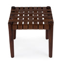Kerry 18 in. Seat Height Rectangular Woven Leather and Wood Accent Stool by Butler Specialty Company