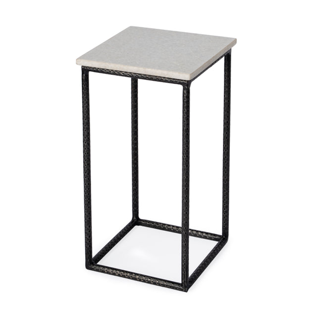 Mabel 10 in. W Square Marble and Hammered Iron Side Table by Butler Specialty Company