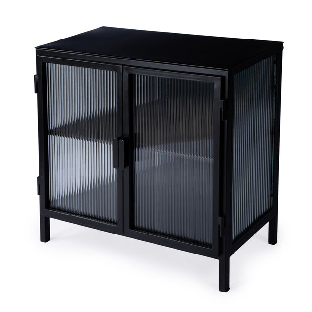 Hoxton 31 in. W Rectangular Ribbed Glass and Metal Accent Cabinet by Butler Specialty Company