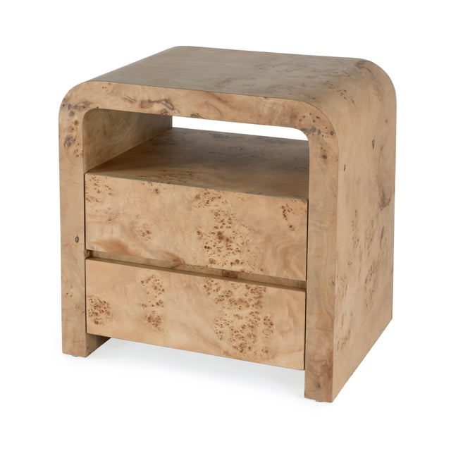 Cora 26 in. W Rectangular Waterfall Edge Wood 2 Drawer Nightstand with Top Open Shelf by Butler Specialty Company