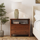 Nora 28 in. W Rectangular 2 Drawer Wide Nightstand with Open Shelf by Butler Specialty Company