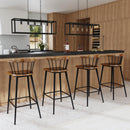 Merrick 30 in. Seat Height Wood and Iron Bar Stool with Spindle Back and Footrest by Butler Specialty Company