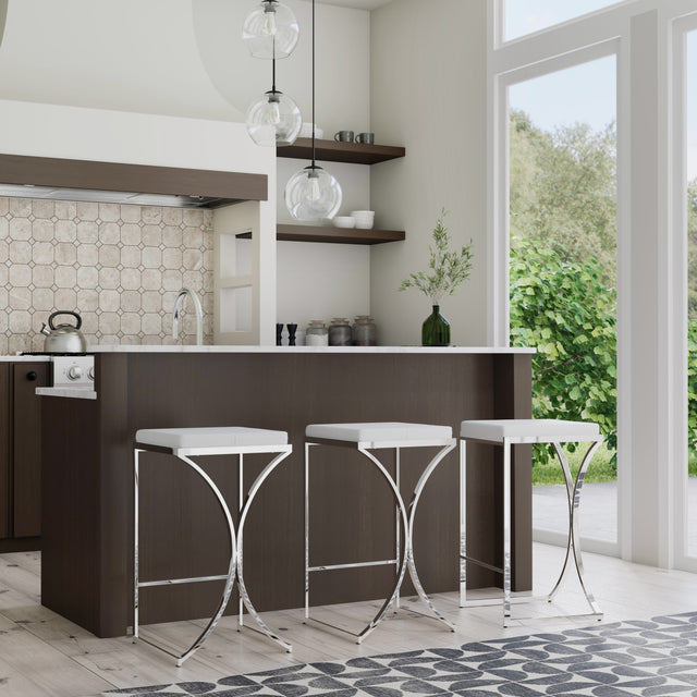 Natalya 31 in. Seat Height Faux Leather and Metal Backless Bar Stool by Butler Specialty Company