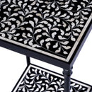 Lana 11.75 in. Square Bone Inlay and Metal Side Table with Lower Open Shelf by Butler Specialty Company
