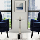Zane 20 in. W Round Stainless Steel and Bone Inlay Side Table by Butler Specialty Company