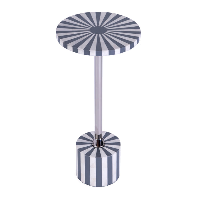 Zane 20 in. W Round Stainless Steel and Bone Inlay Side Table by Butler Specialty Company