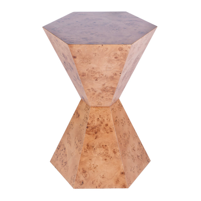 Billie 20 in. W Hourglass Hexagon Shaped Burl Wood Side Table by Butler Specialty Company