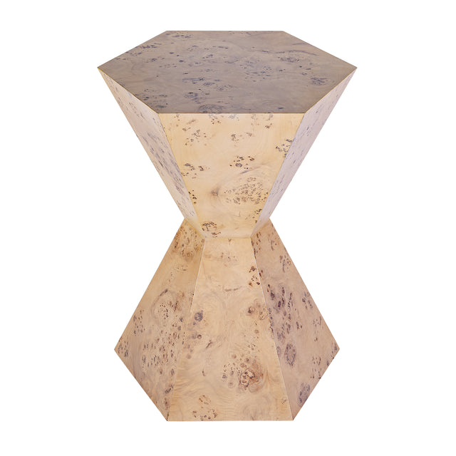 Billie 20 in. W Hourglass Hexagon Shaped Burl Wood Side Table by Butler Specialty Company