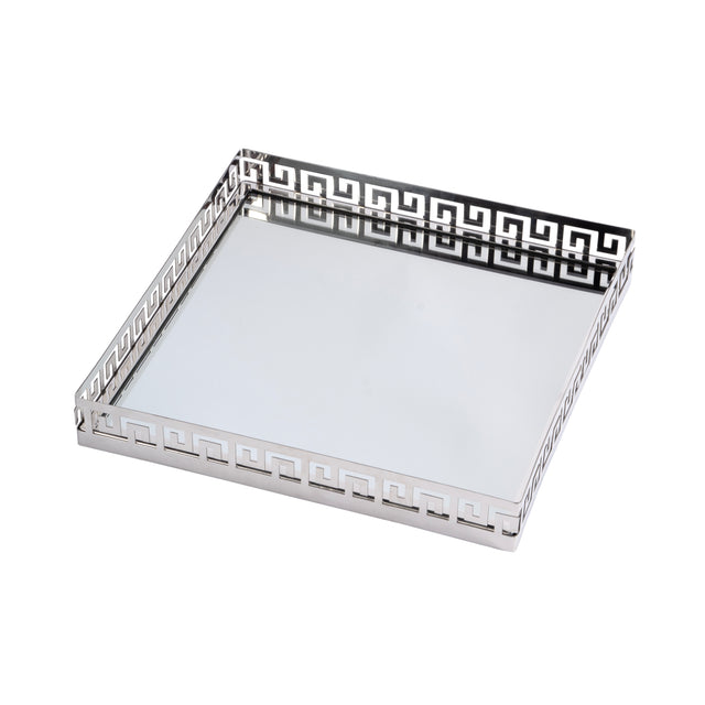 Cleo 14 in. W Square Metal and Mirrored Glass Serving Tray by Butler Specialty Company