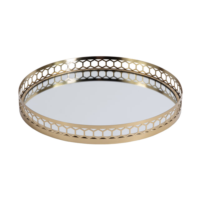 Geneva 18 in. W Round Metal and Mirrored Glass Serving Tray by Butler Specialty Company