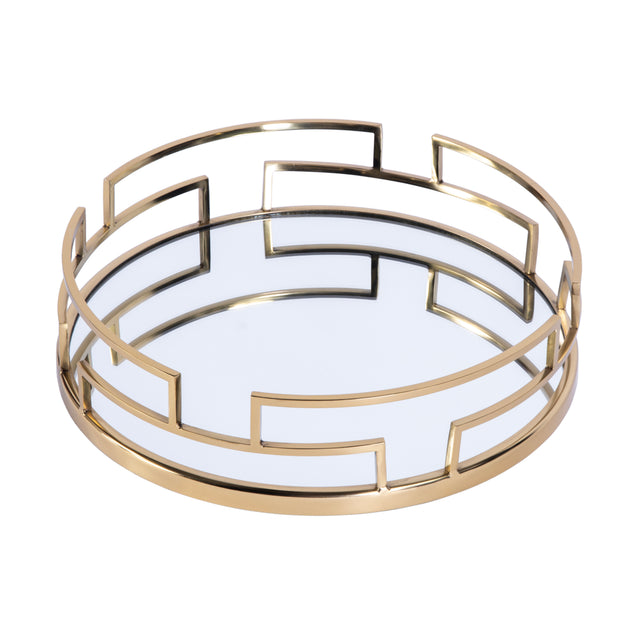 Cecil 17.5 in. W Round Metal and Mirrored Glass Serving Tray by Butler Specialty Company