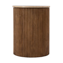 Ruby 15 in. W Round Fluted Travertine and Wood Side Table by Butler Specialty Company