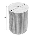 Ruby 15 in. W Round Fluted Travertine and Wood Side Table by Butler Specialty Company