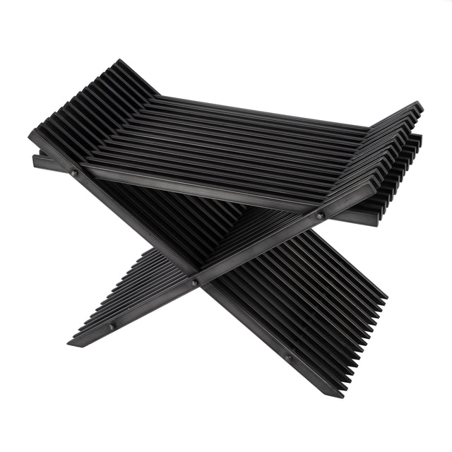 Lucan 15.5 in. Seat Height  Iron X-Base Slatted Stool by Butler Specialty Company
