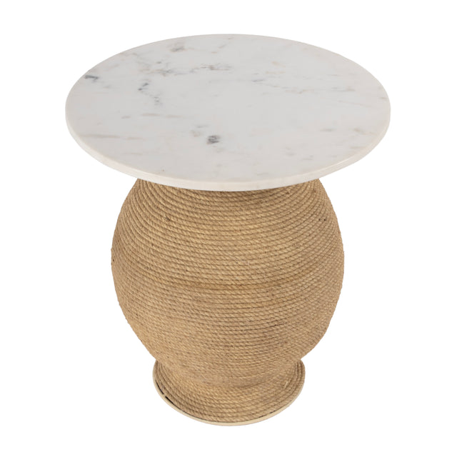 Shea 19 in. W Round Marble and Rope End Table by Butler Specialty Company
