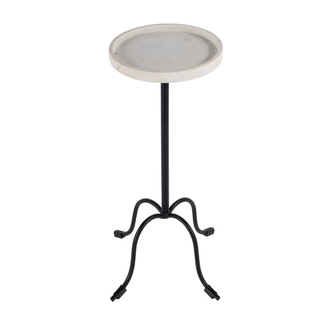 Berlin 10 in. W Round Marble and Iron Side Table by Butler Specialty Company