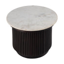 Georgia 22 in. W Round Wood and Marble Ribbed Side Table by Butler Specialty Company
