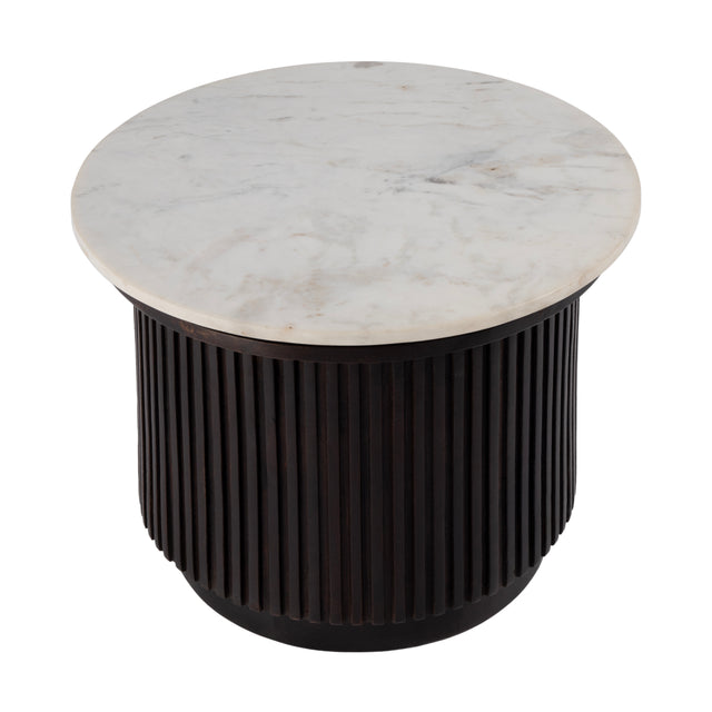 Georgia 22 in. W Round Wood and Marble Ribbed Side Table by Butler Specialty Company