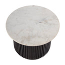 Georgia 22 in. W Round Wood and Marble Ribbed Side Table by Butler Specialty Company