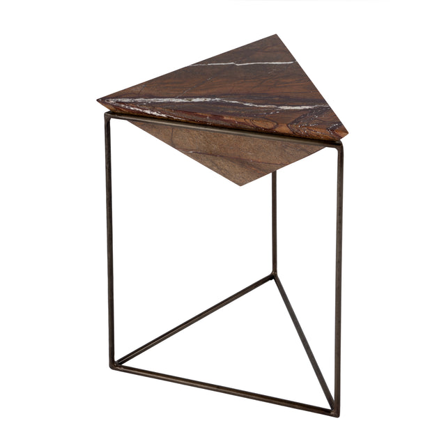 Addis 16.5 in. W Triangular Marble and Iron Pyramid Side Table by Butler Specialty Company